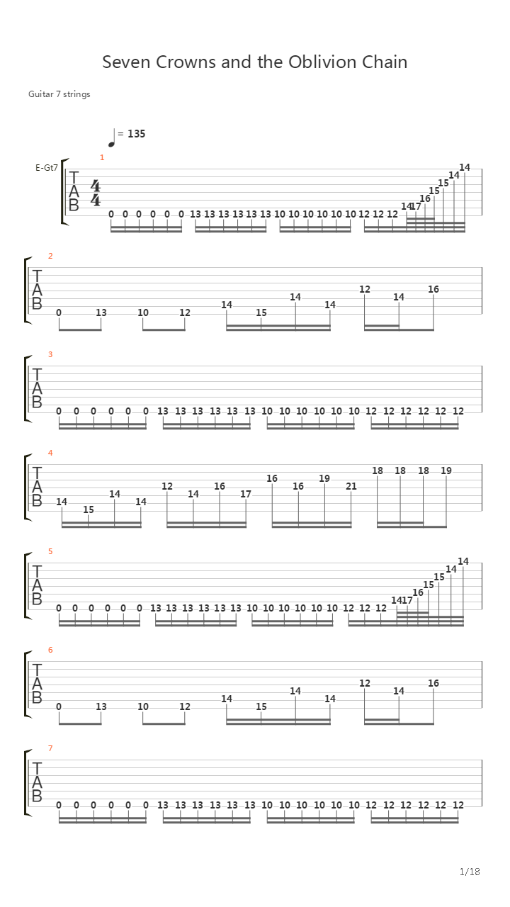Seven Crowns And The Oblivion Chain吉他谱
