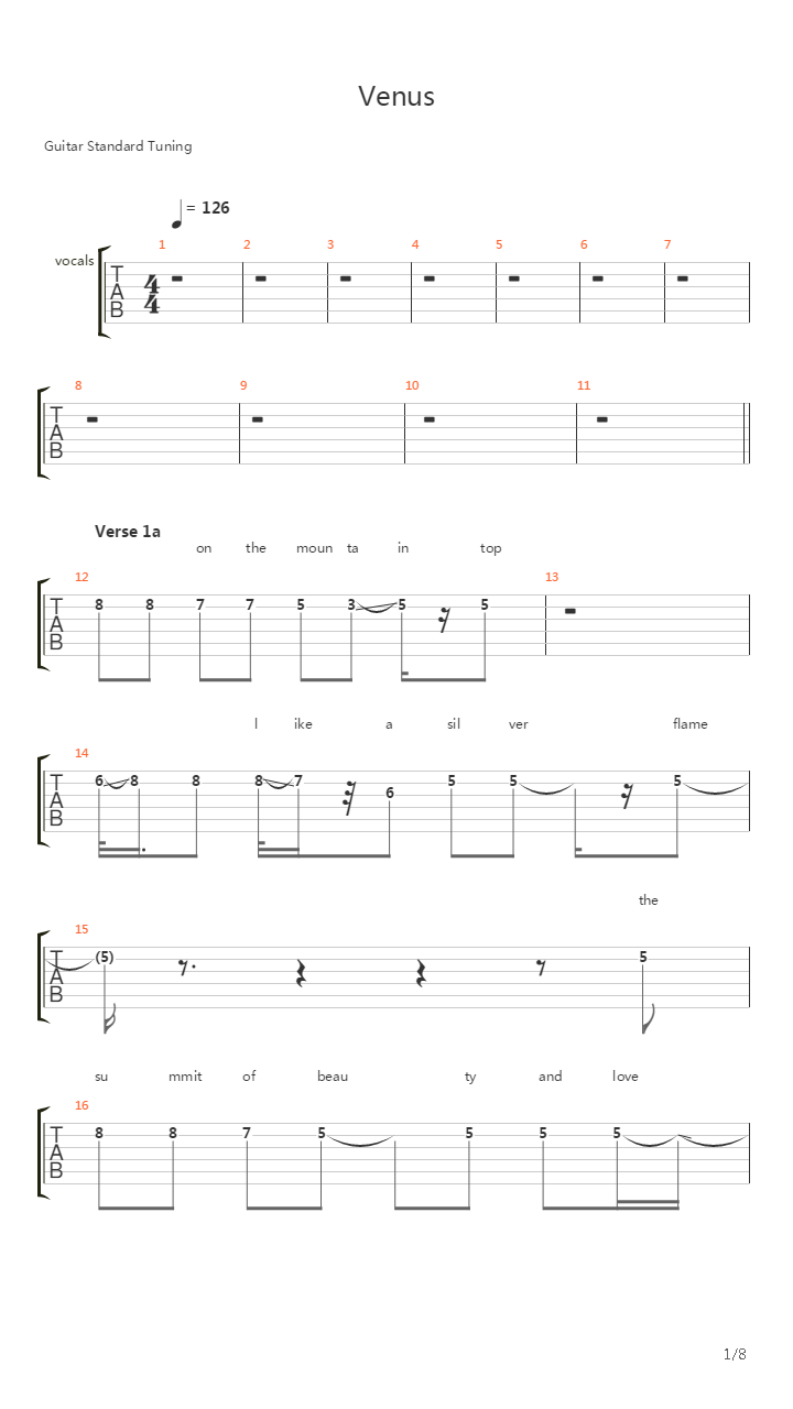 Venus吉他谱