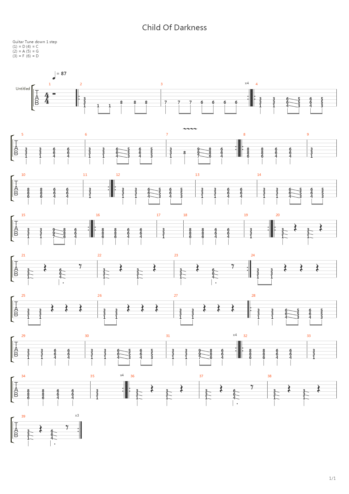 Child Of Darkness吉他谱