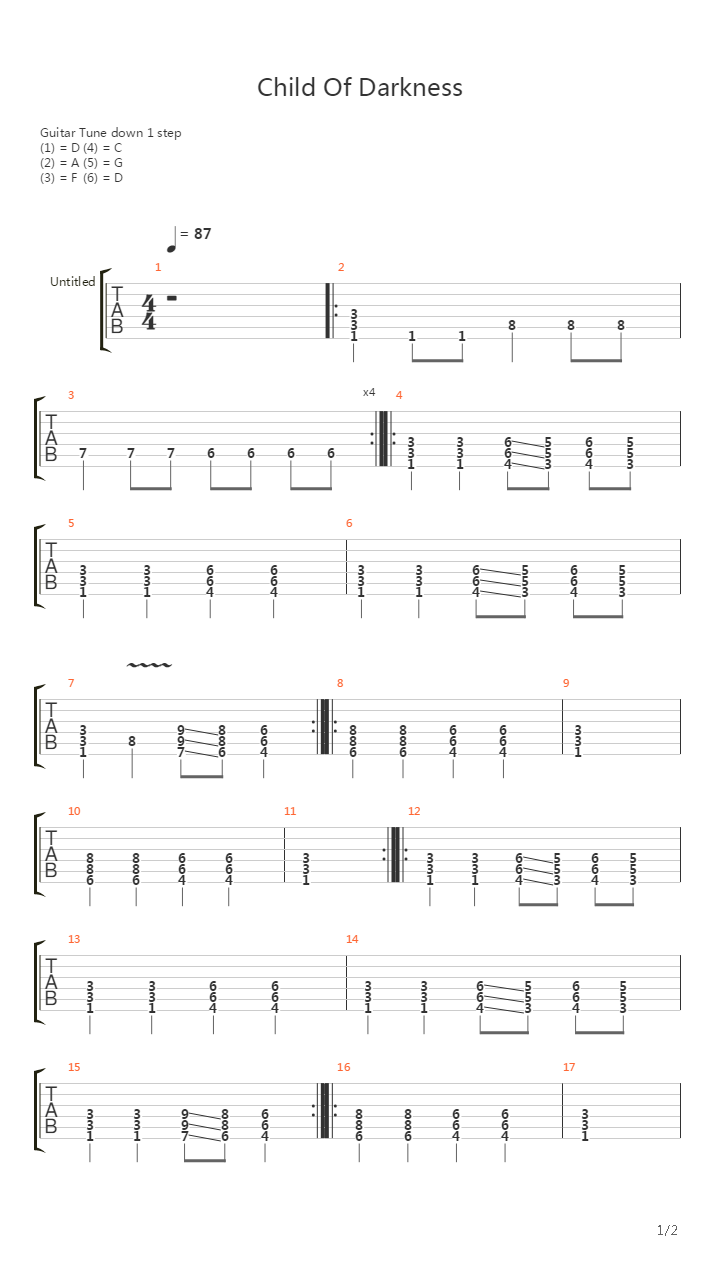 Child Of Darkness吉他谱