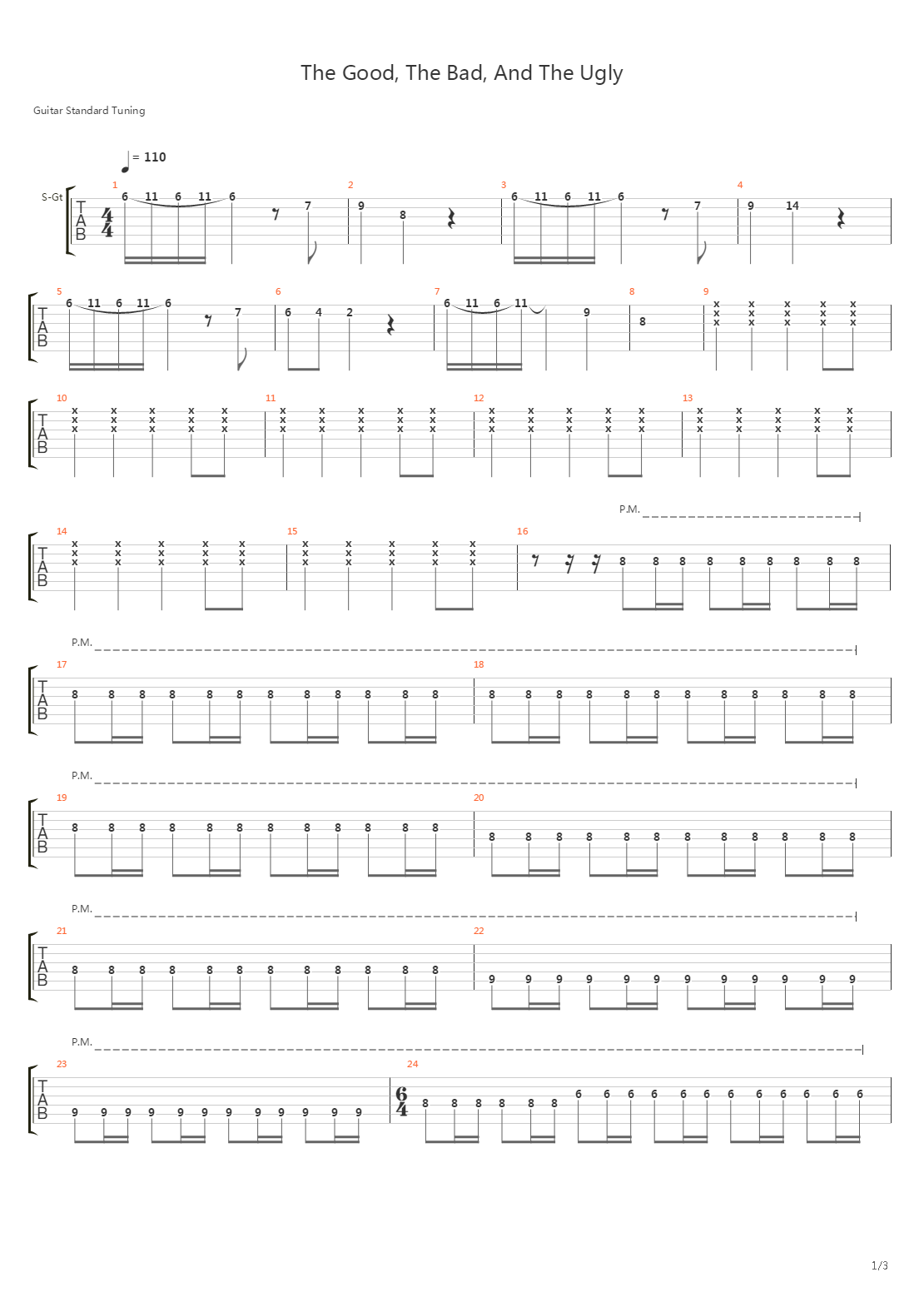 The Good The Bad And The Ugly吉他谱