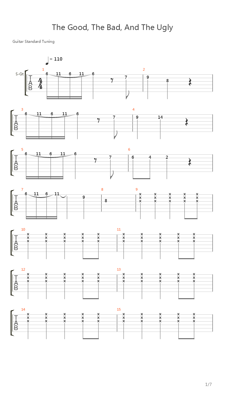 The Good The Bad And The Ugly吉他谱