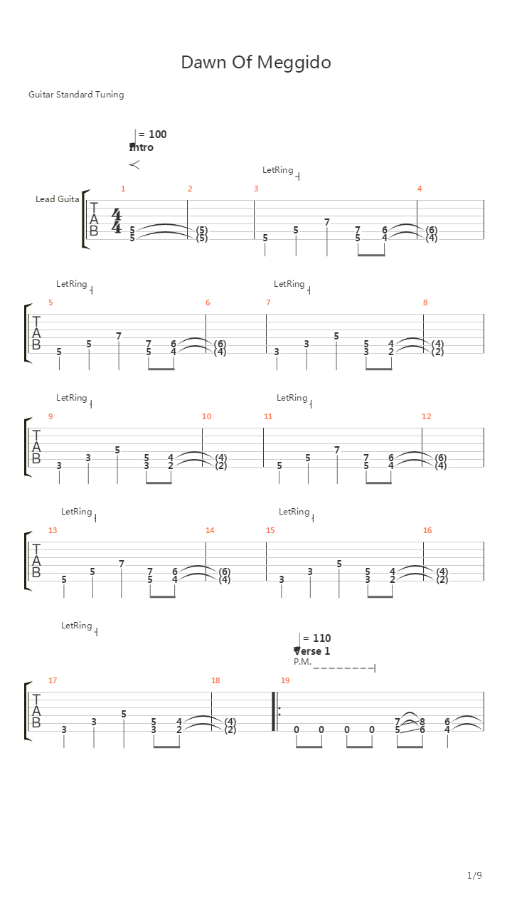 Dawn Of Meggido吉他谱