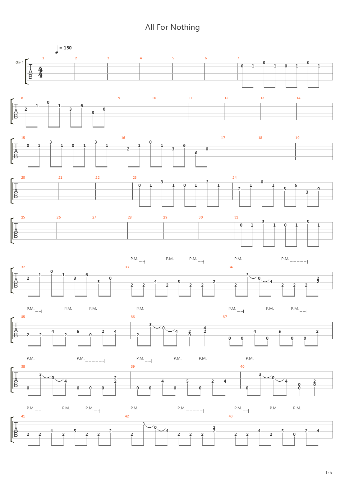 All For Nothing吉他谱