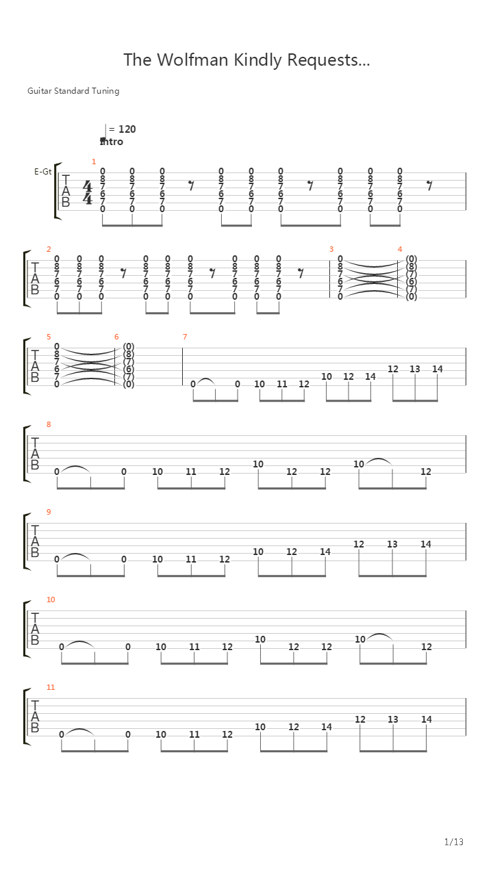The Wolf Man Kindly Requests吉他谱