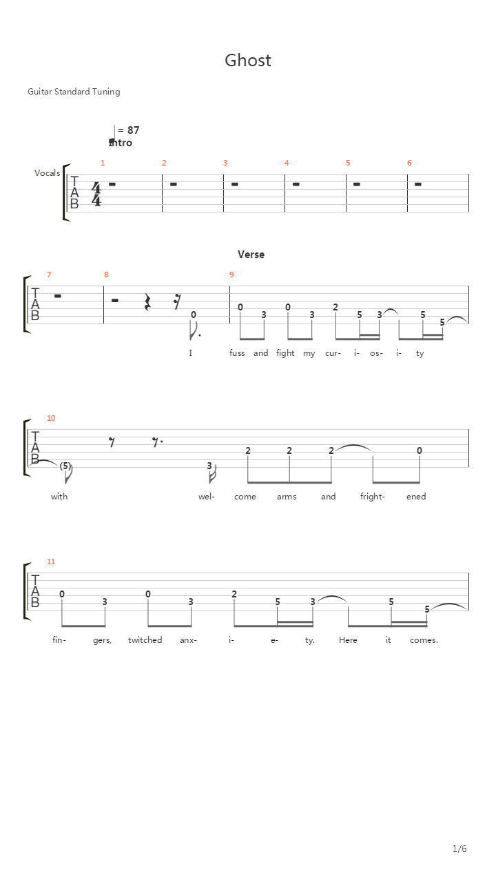 Ghost吉他谱