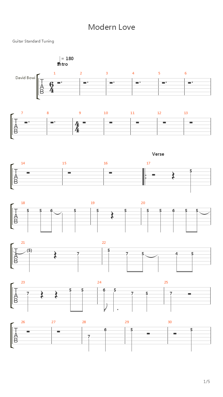 Modern Love吉他谱