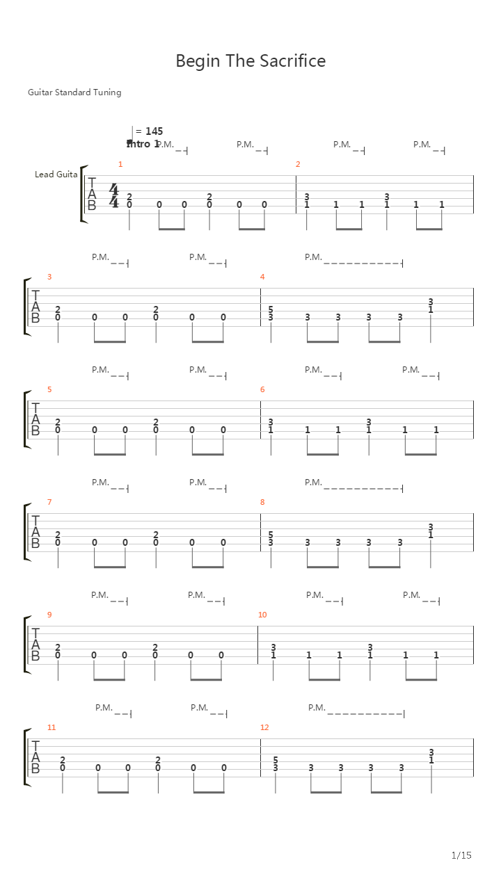 Begin The Sacrifice吉他谱