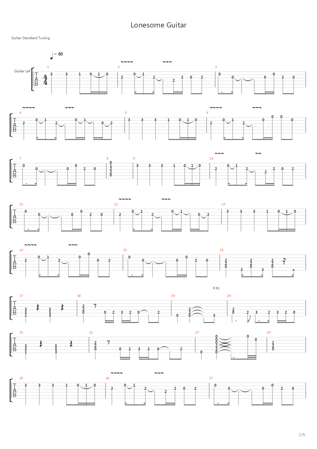 Lonesome Guitar吉他谱