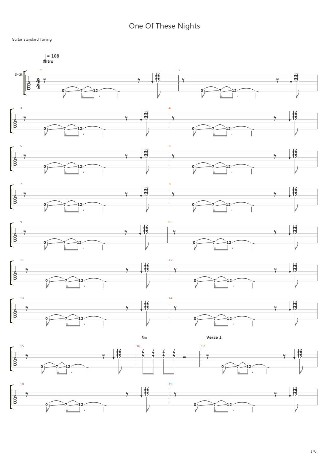 One Of These Nights吉他谱