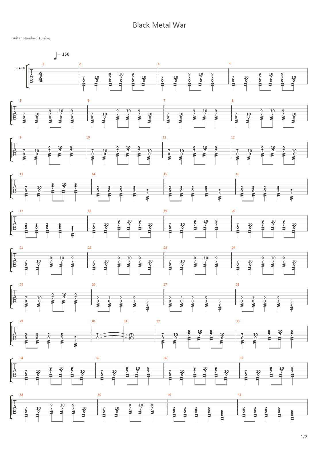 Black Metal War吉他谱