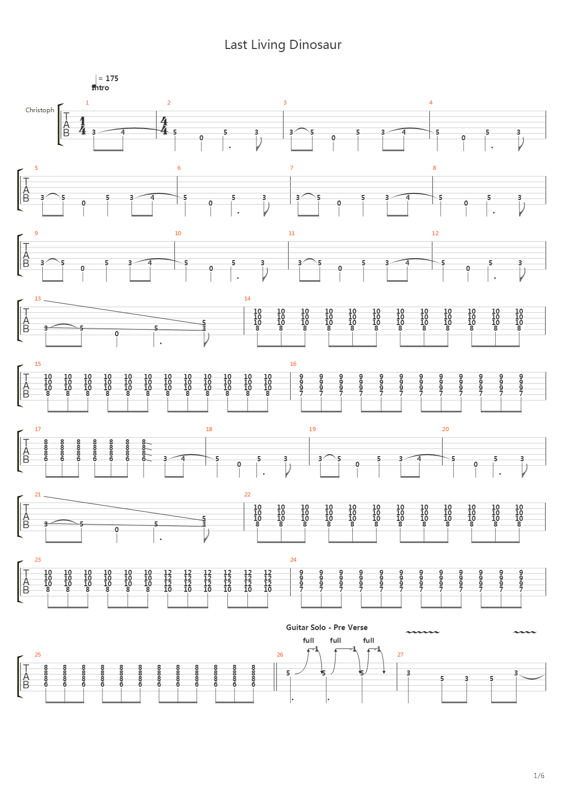 Last Living Dinosaur吉他谱