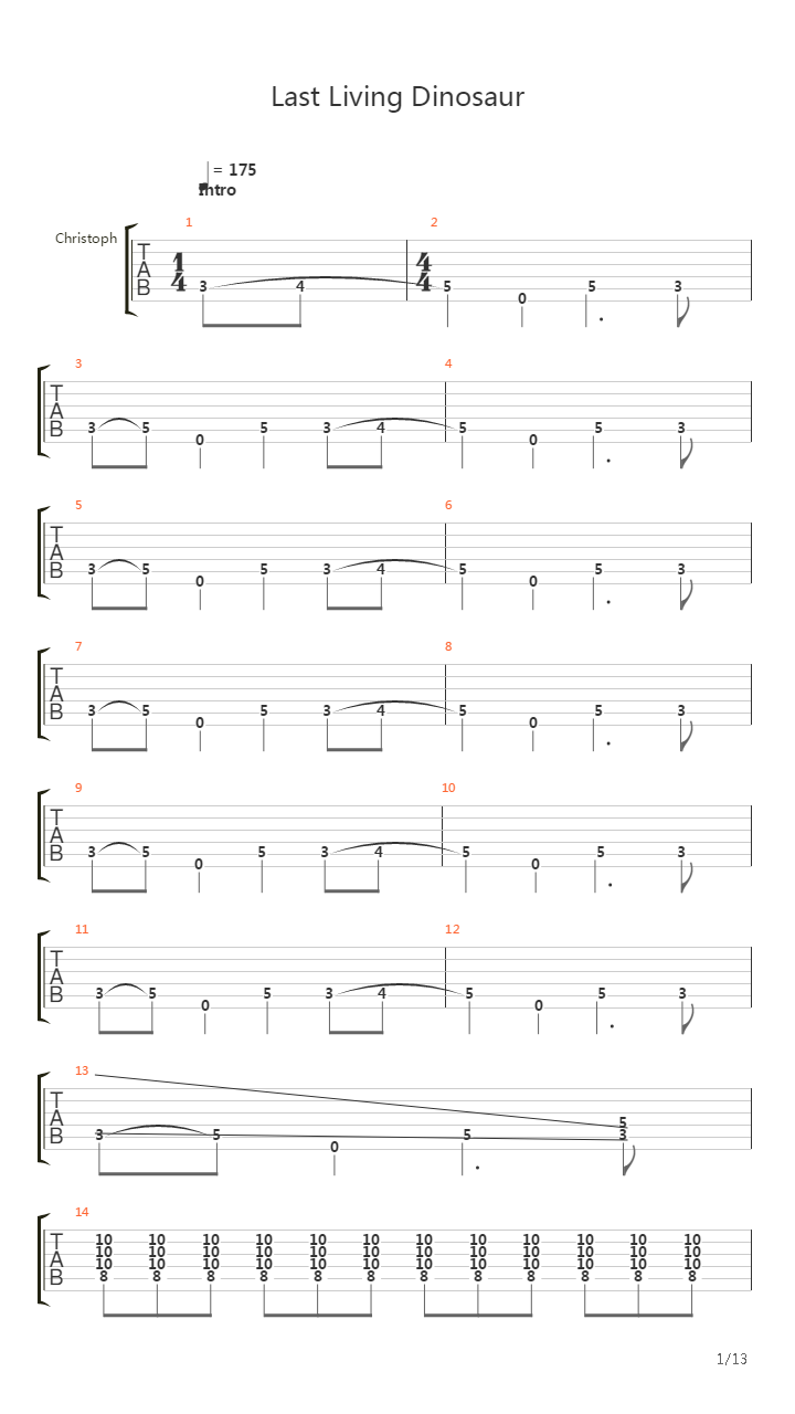 Last Living Dinosaur吉他谱
