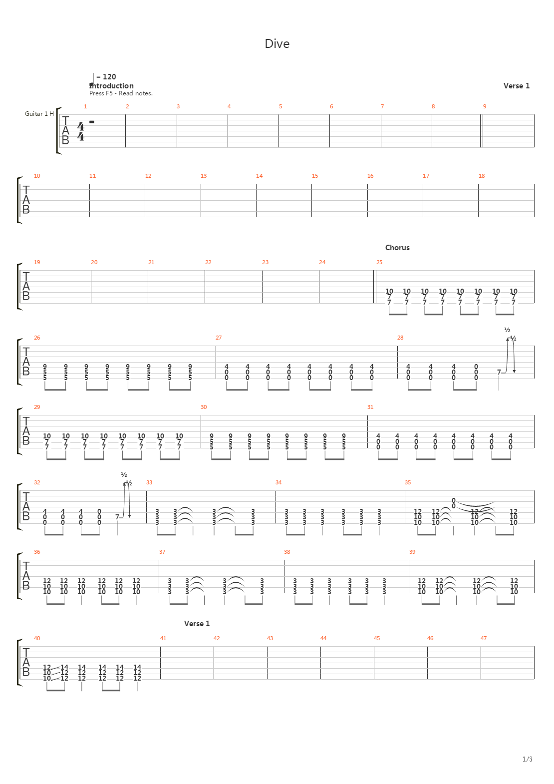 Dive吉他谱