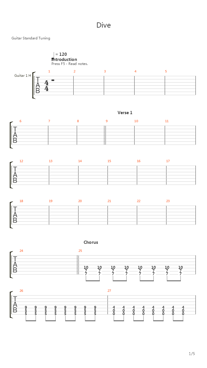 Dive吉他谱