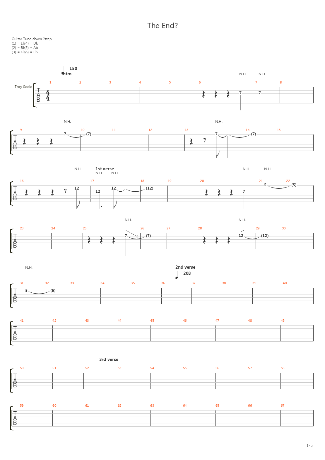 The End吉他谱