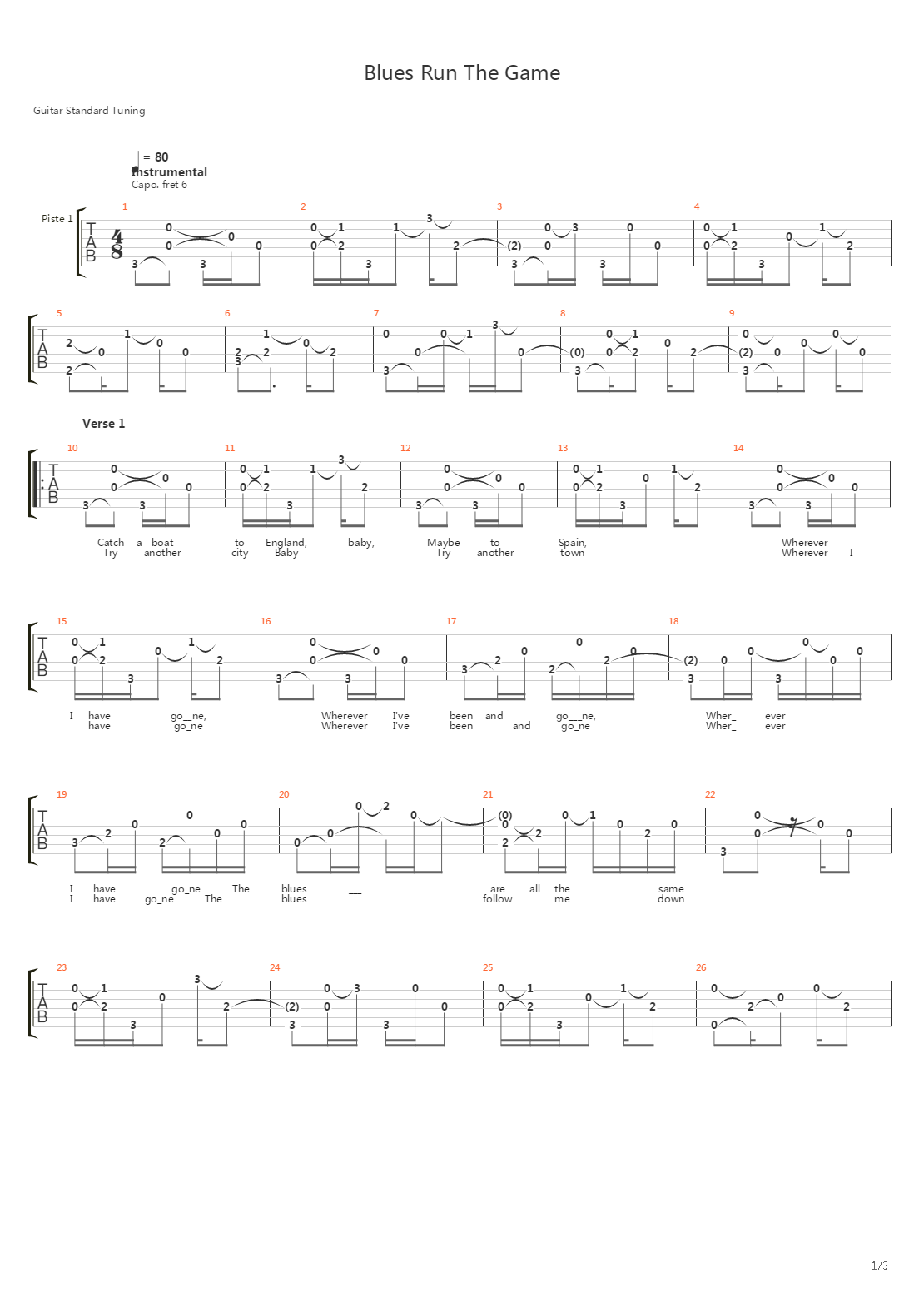 Blues Run The Game吉他谱