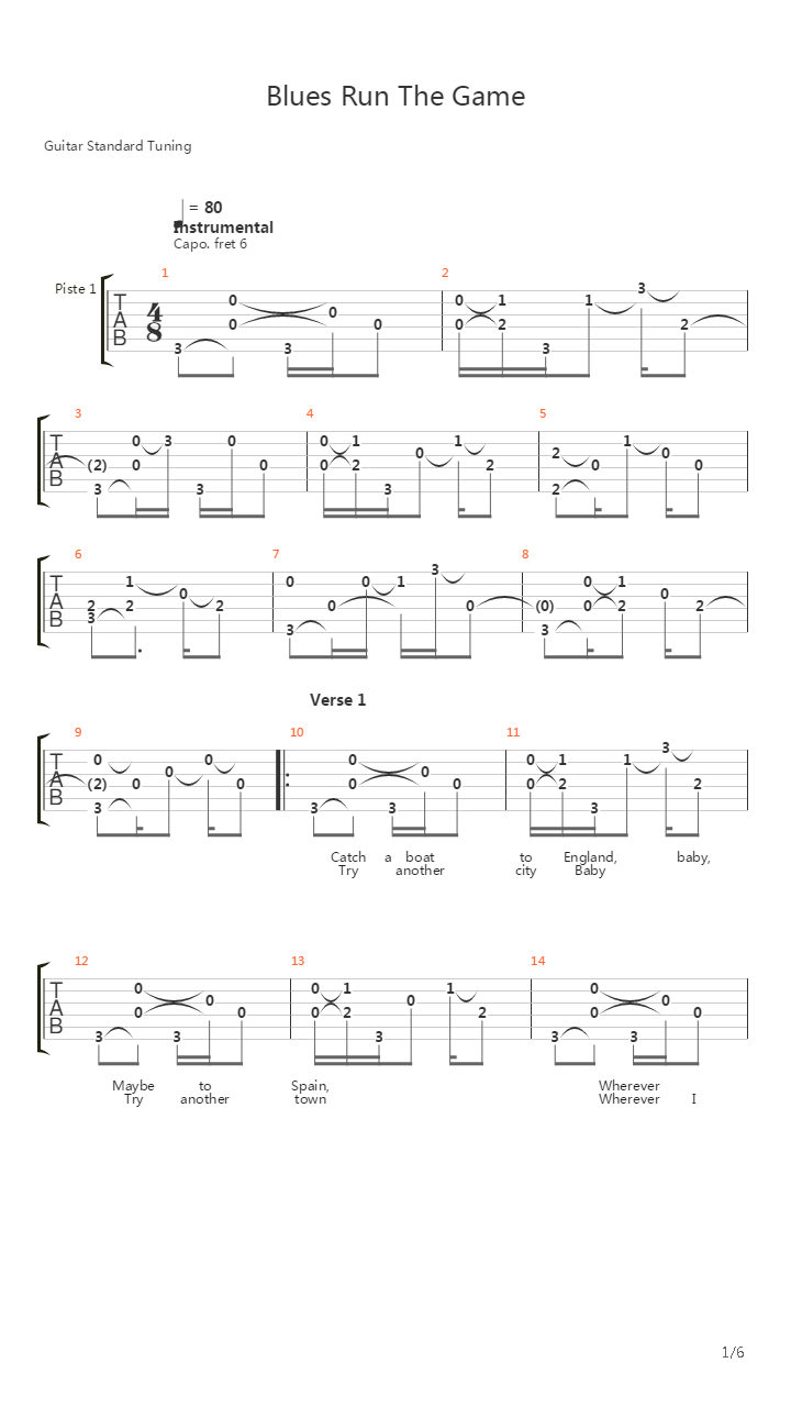 Blues Run The Game吉他谱