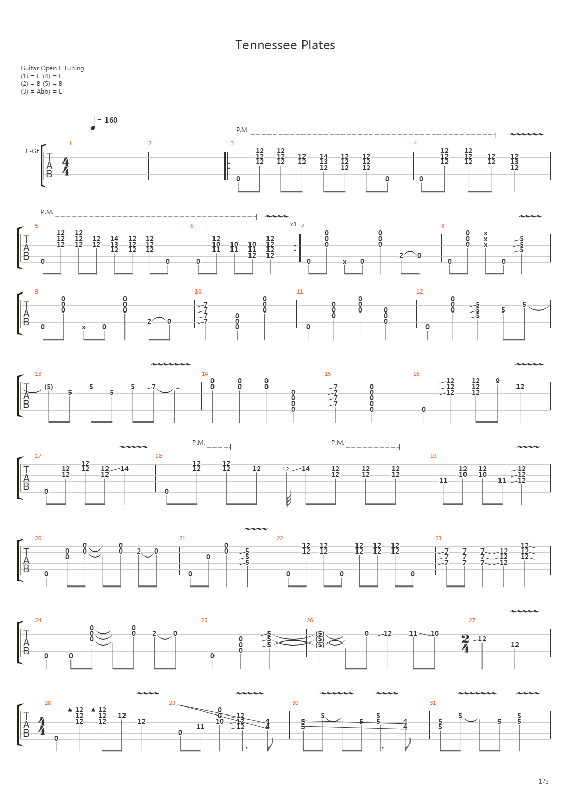 Tennessee Plates吉他谱