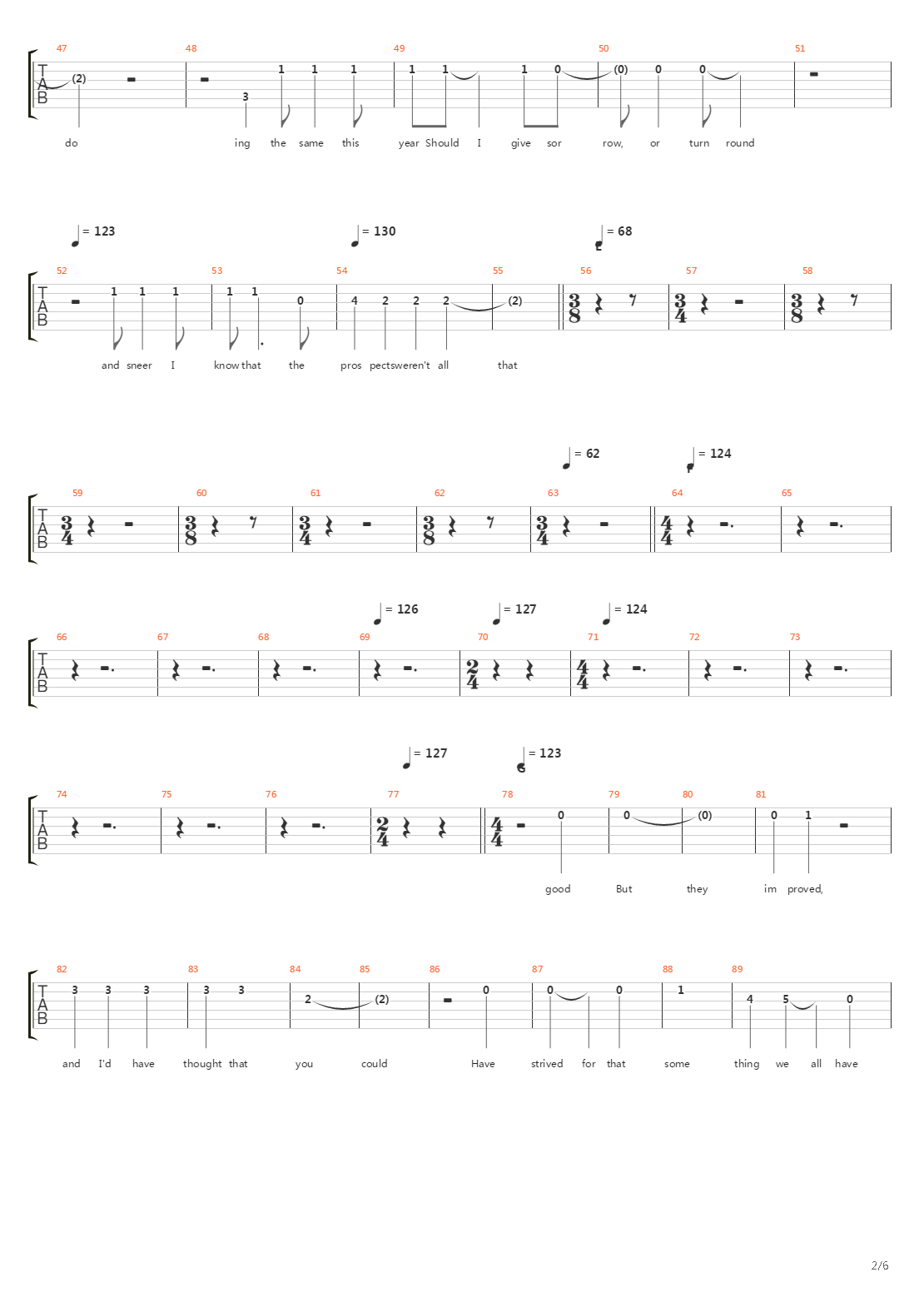 Run Of The Mill吉他谱