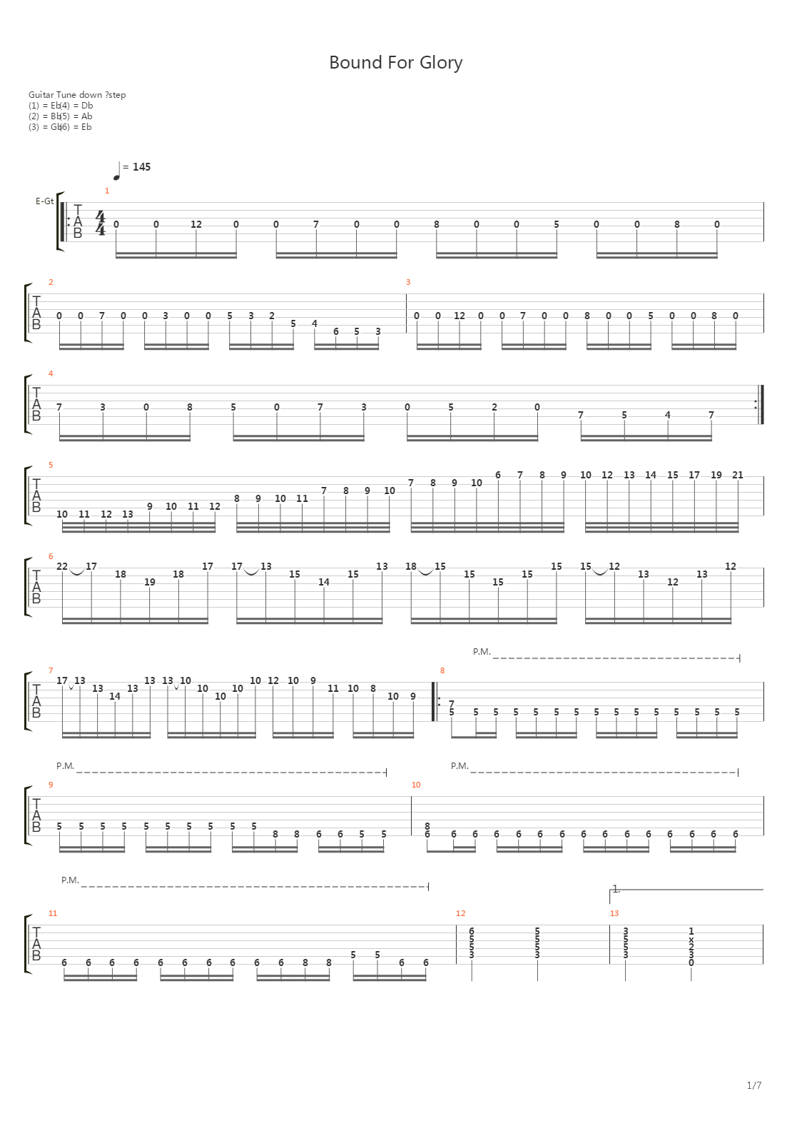 Bound For Glory吉他谱