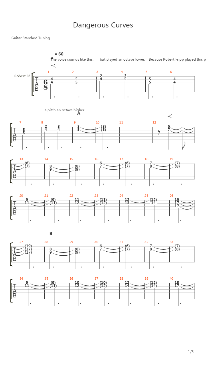 Dangerous Curves吉他谱