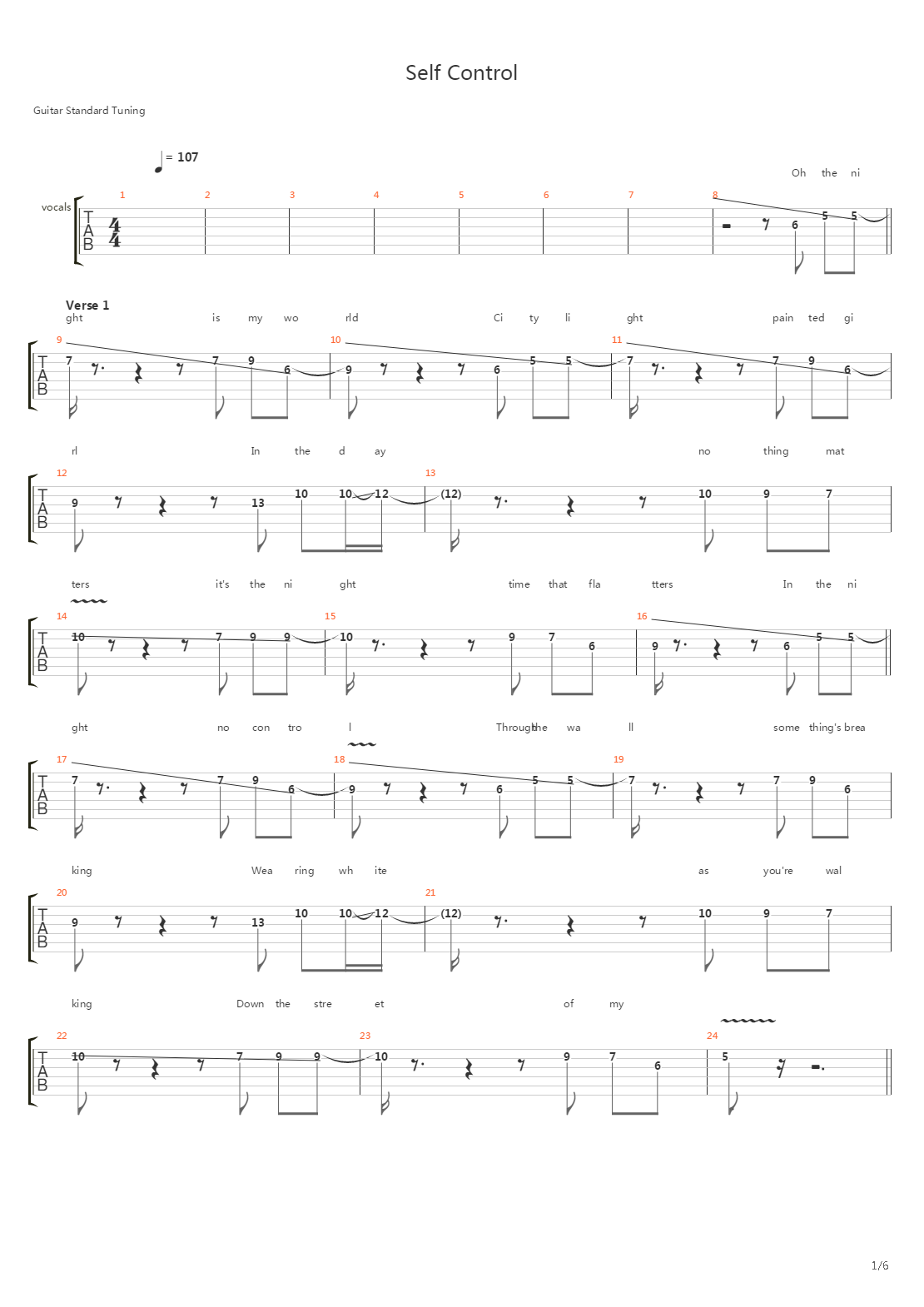 Self Control吉他谱