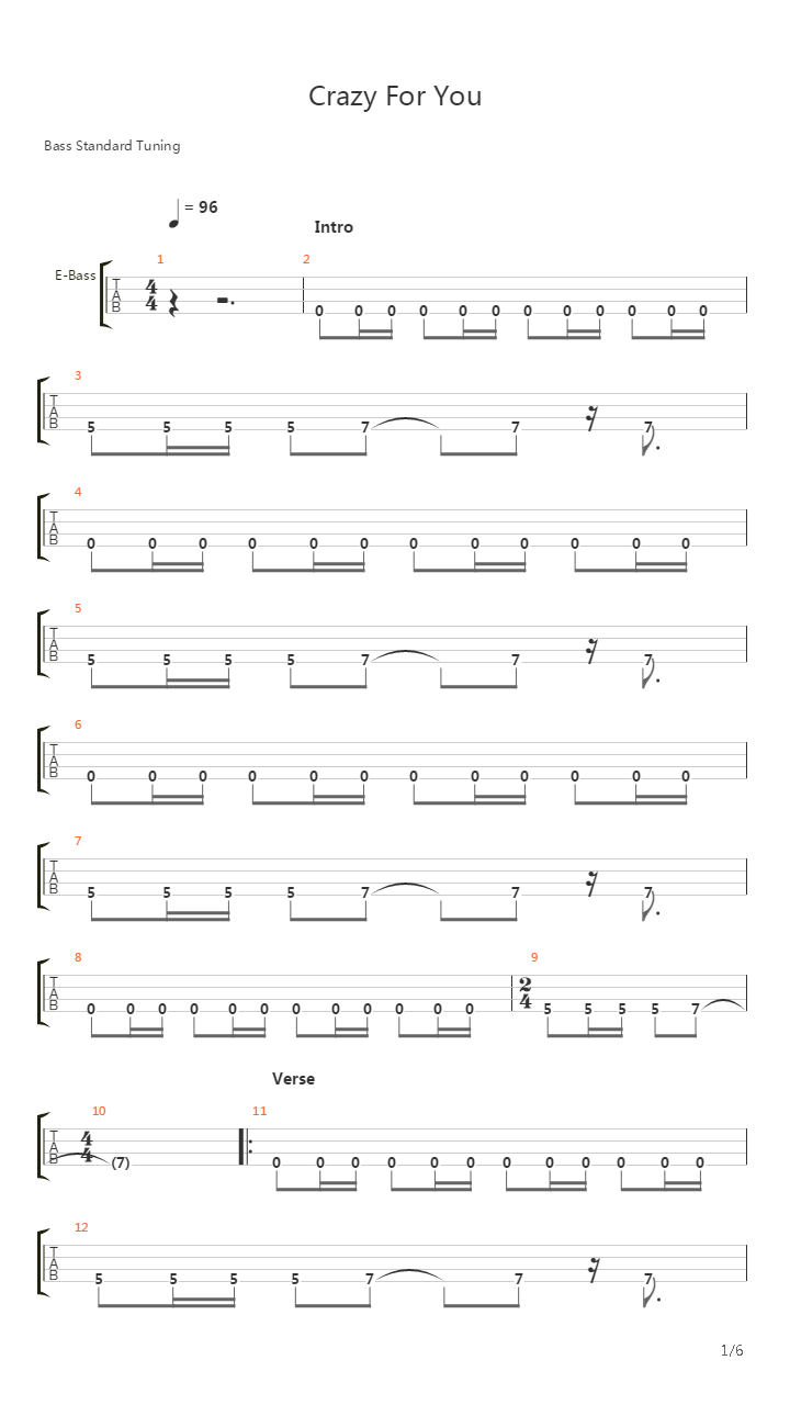Crazy For You吉他谱