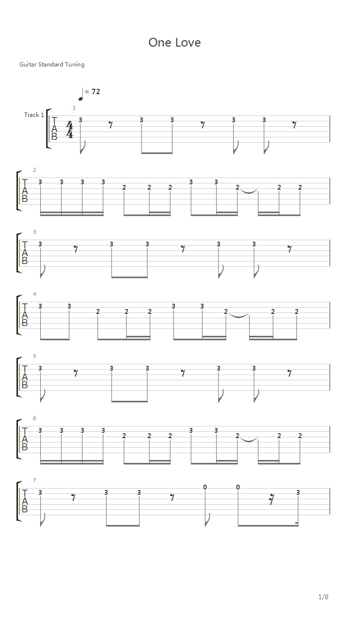 One Love吉他谱