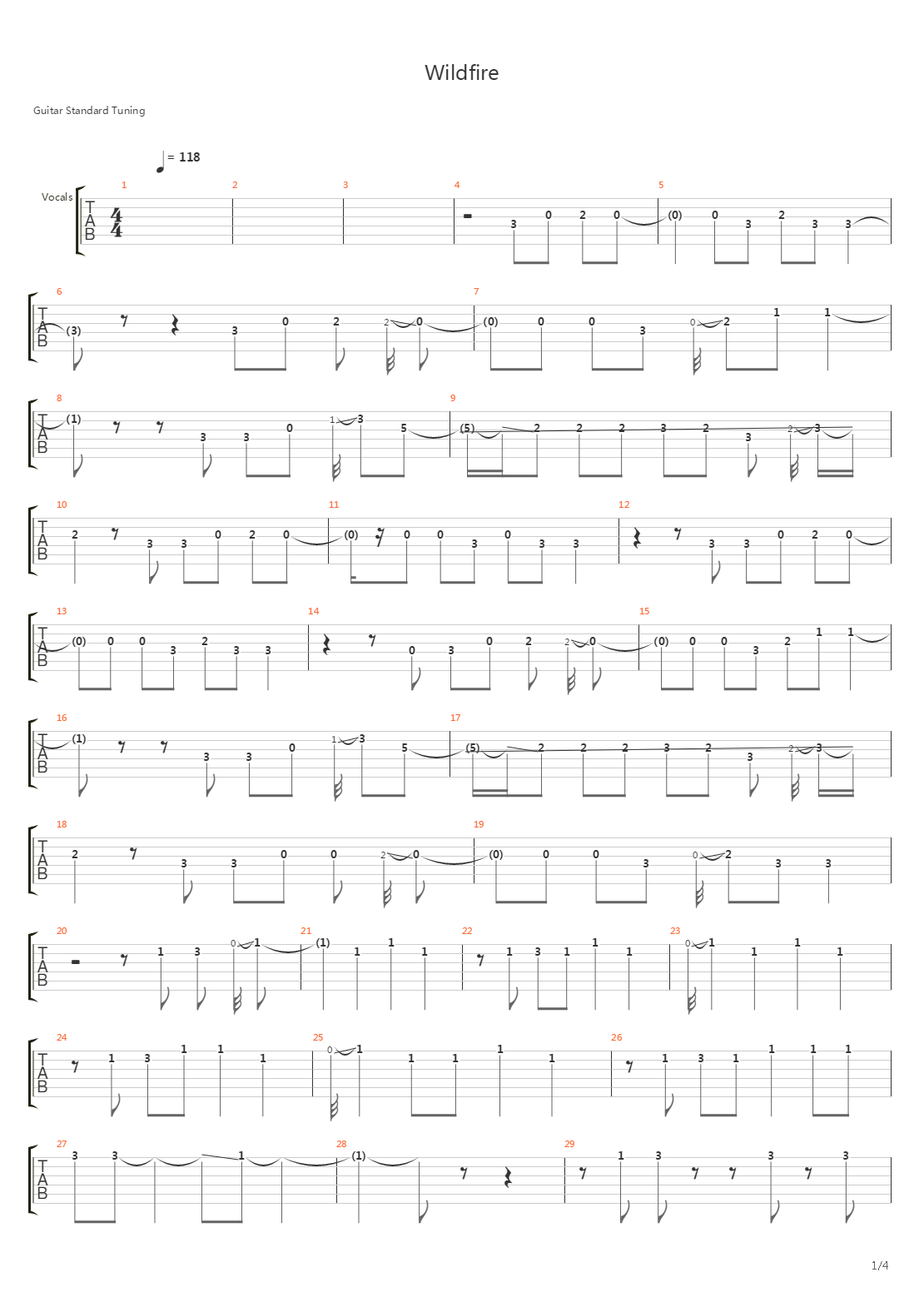 Wildfire吉他谱