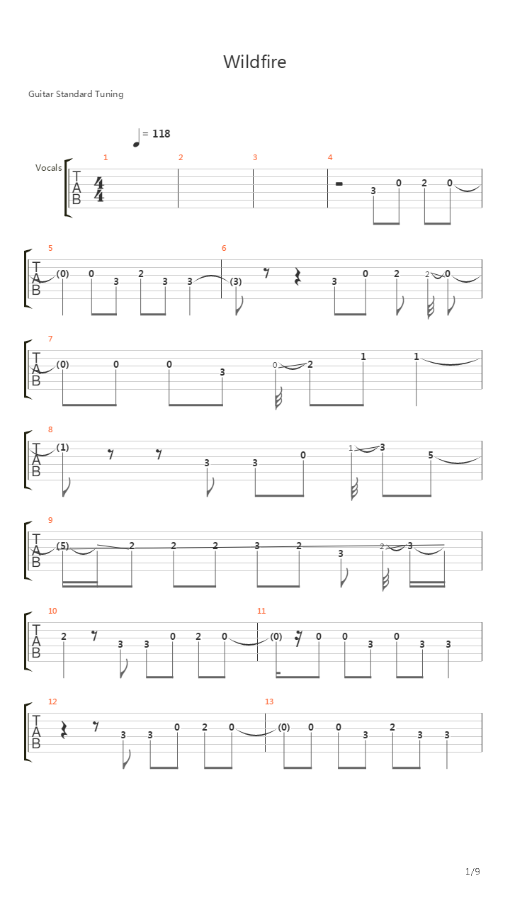 Wildfire吉他谱