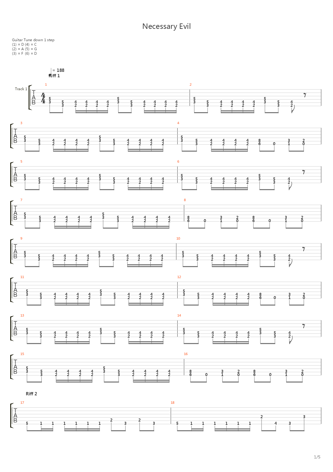 Necessary Evil吉他谱