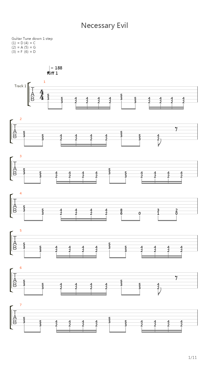 Necessary Evil吉他谱