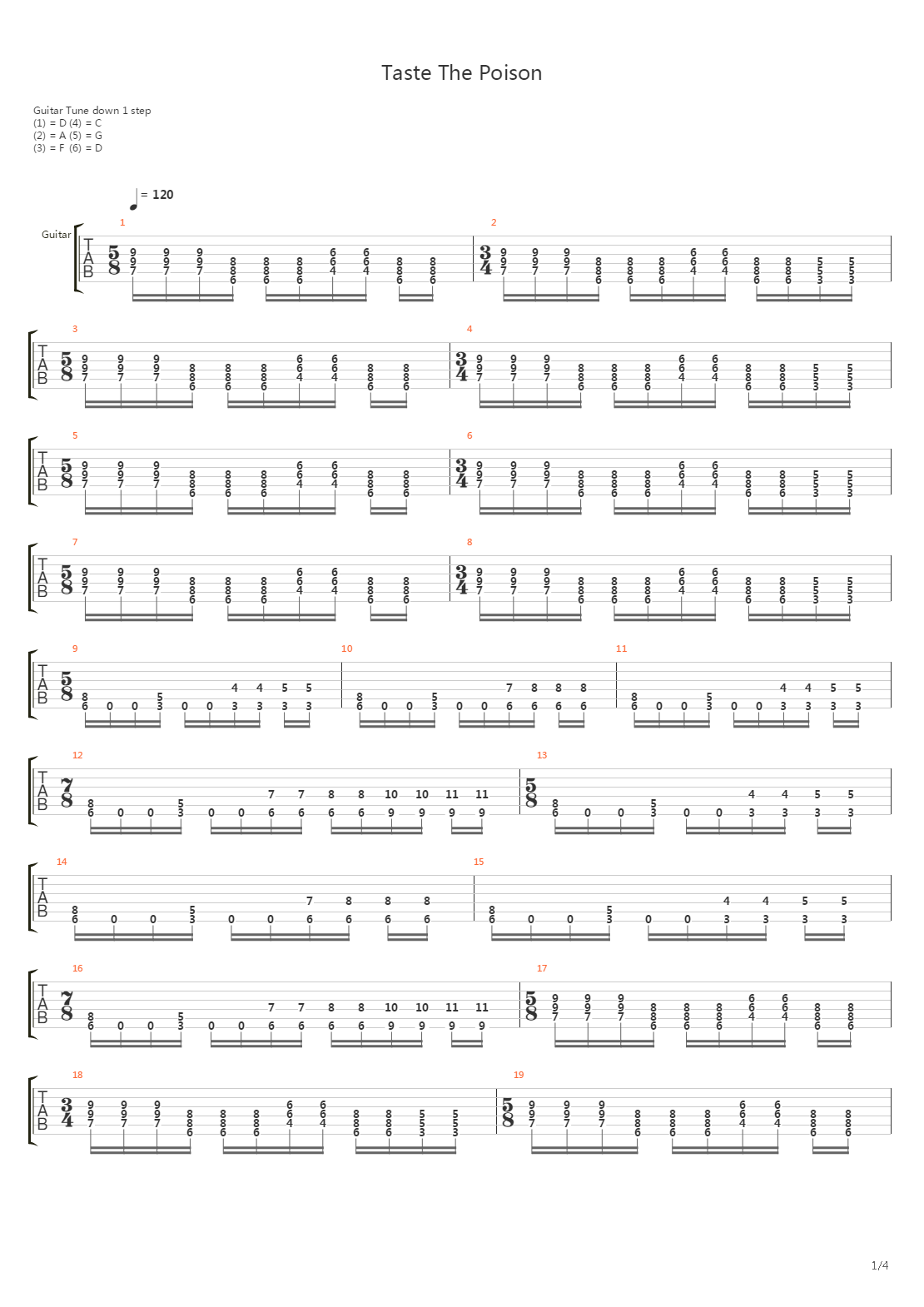 Taste The Poison吉他谱