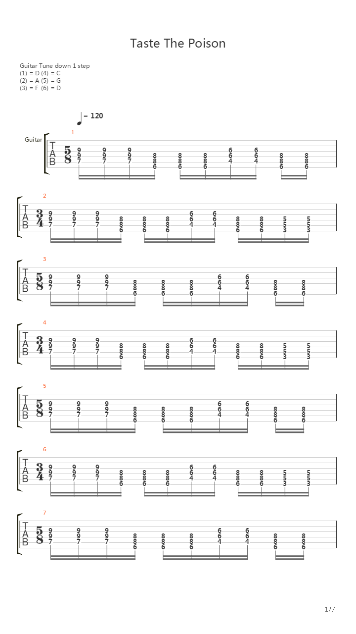 Taste The Poison吉他谱