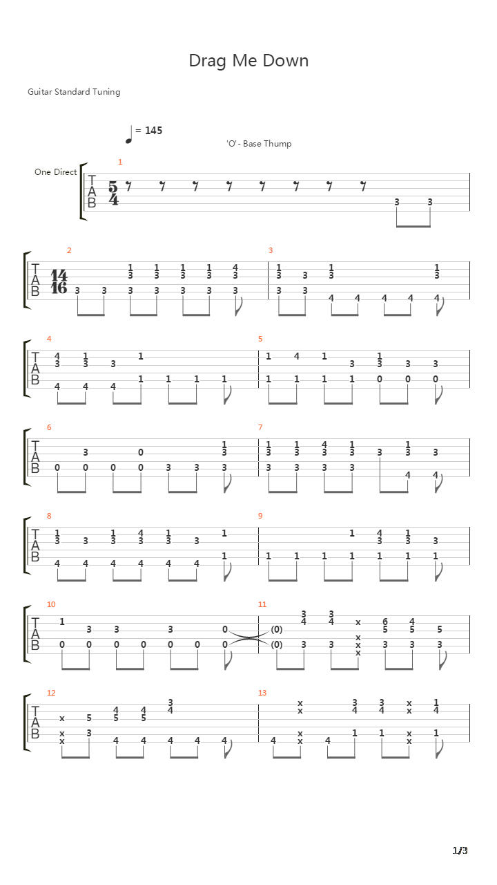 Drag Me Down吉他谱