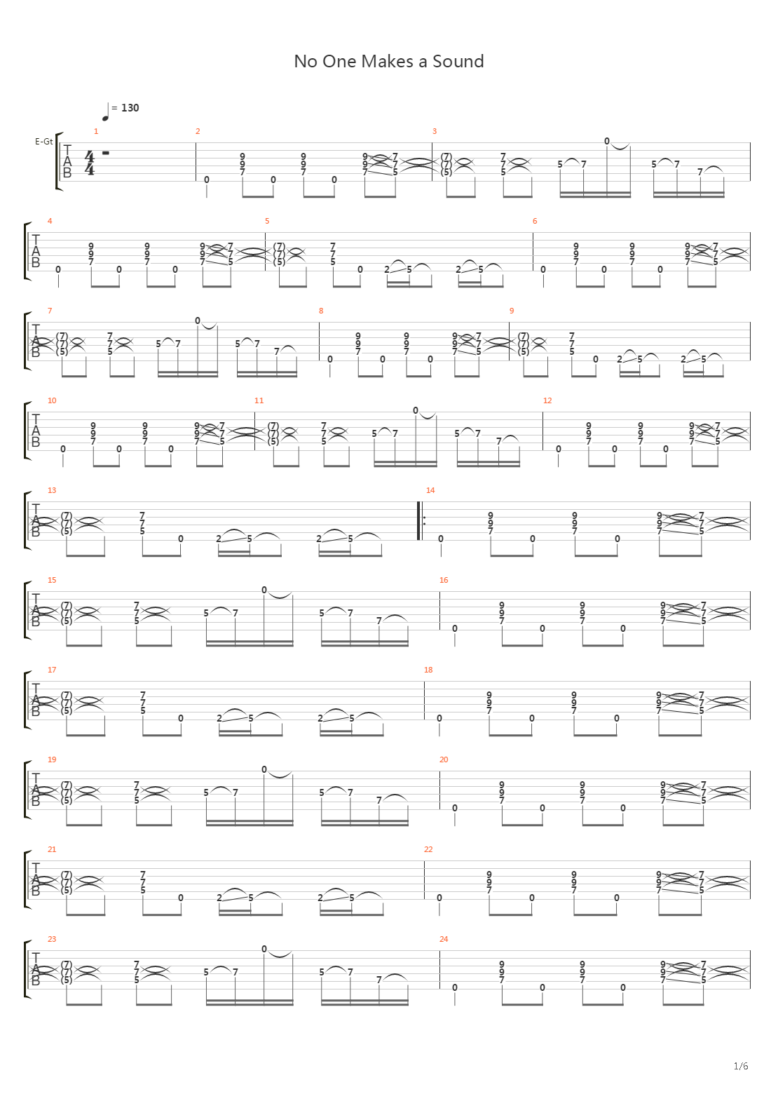 No One Makes A Sound吉他谱