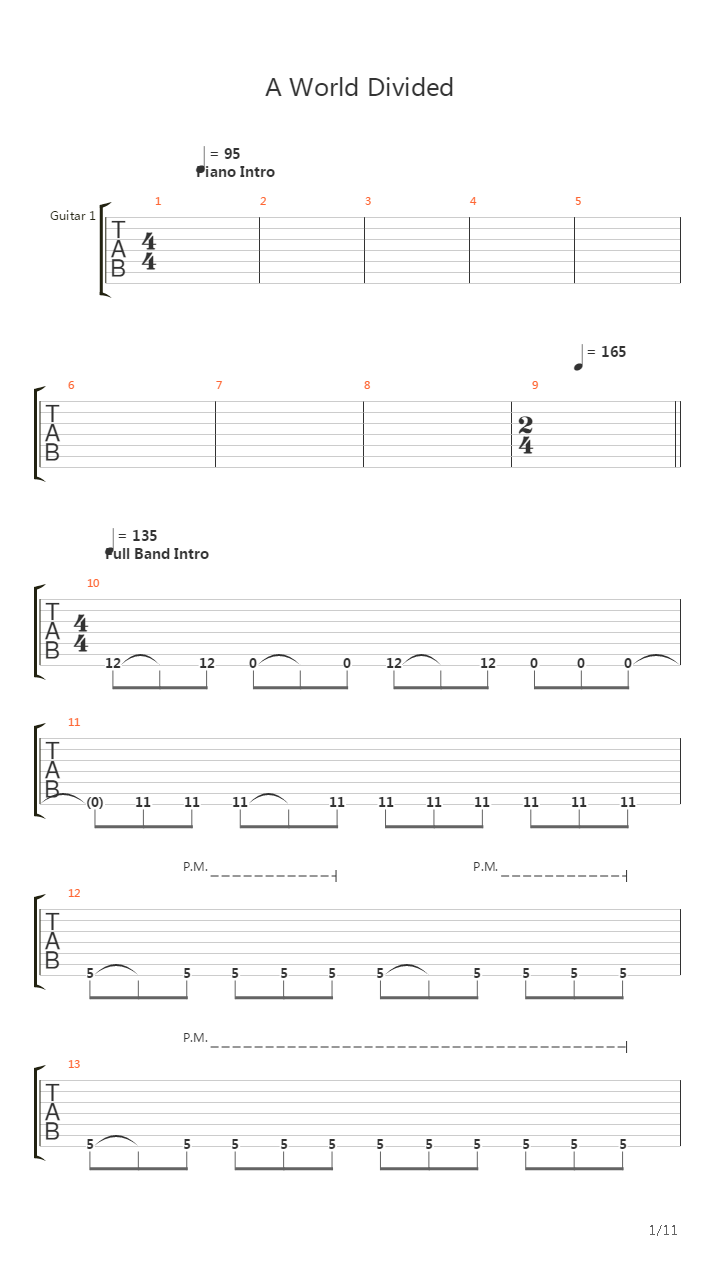 A World Divided吉他谱