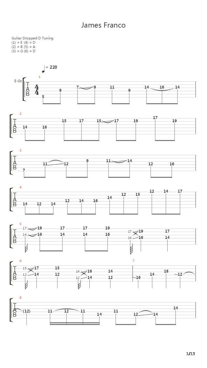 James Franco吉他谱