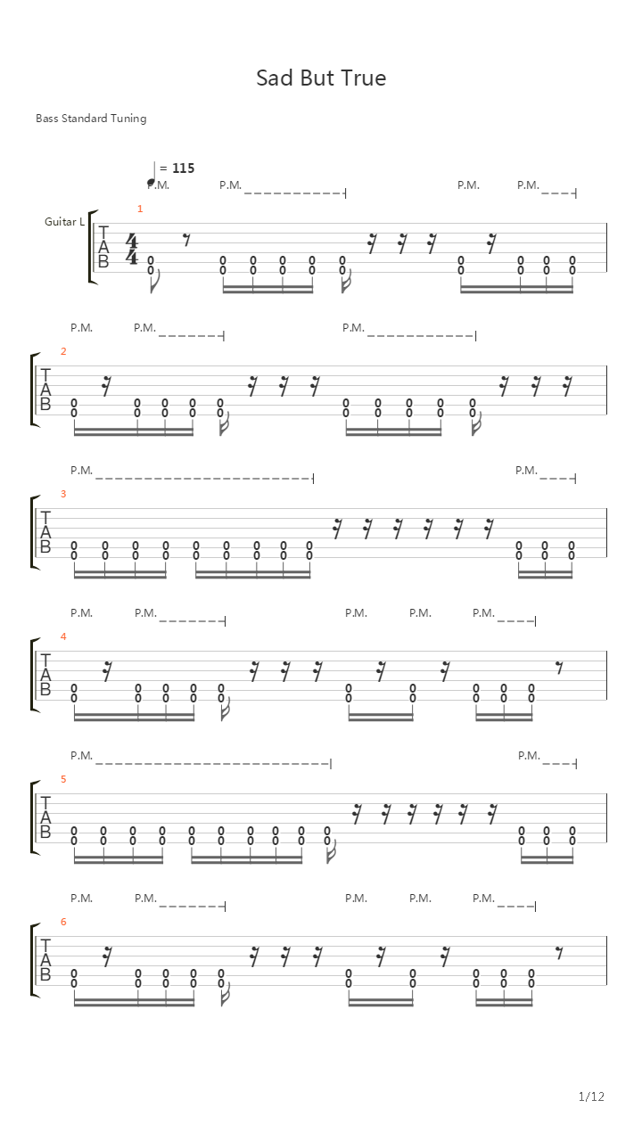Sad But True吉他谱