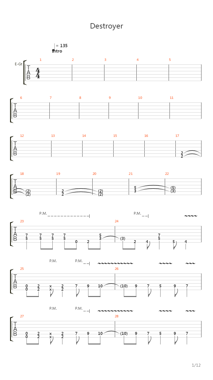 Destroyer吉他谱