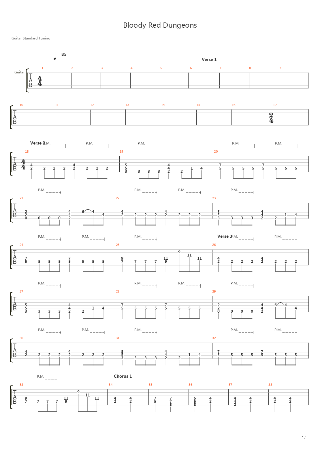 Bloody Red Dungeons吉他谱