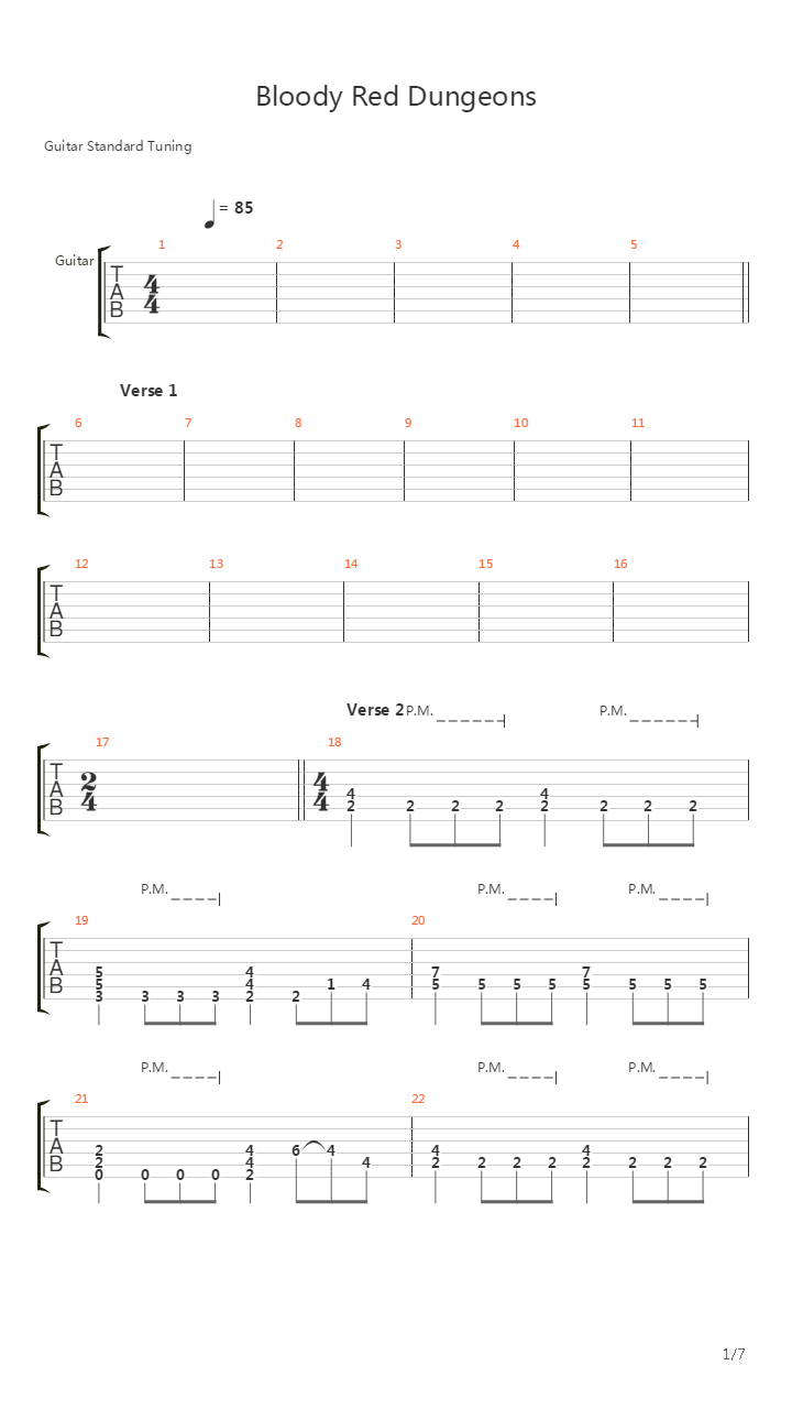 Bloody Red Dungeons吉他谱