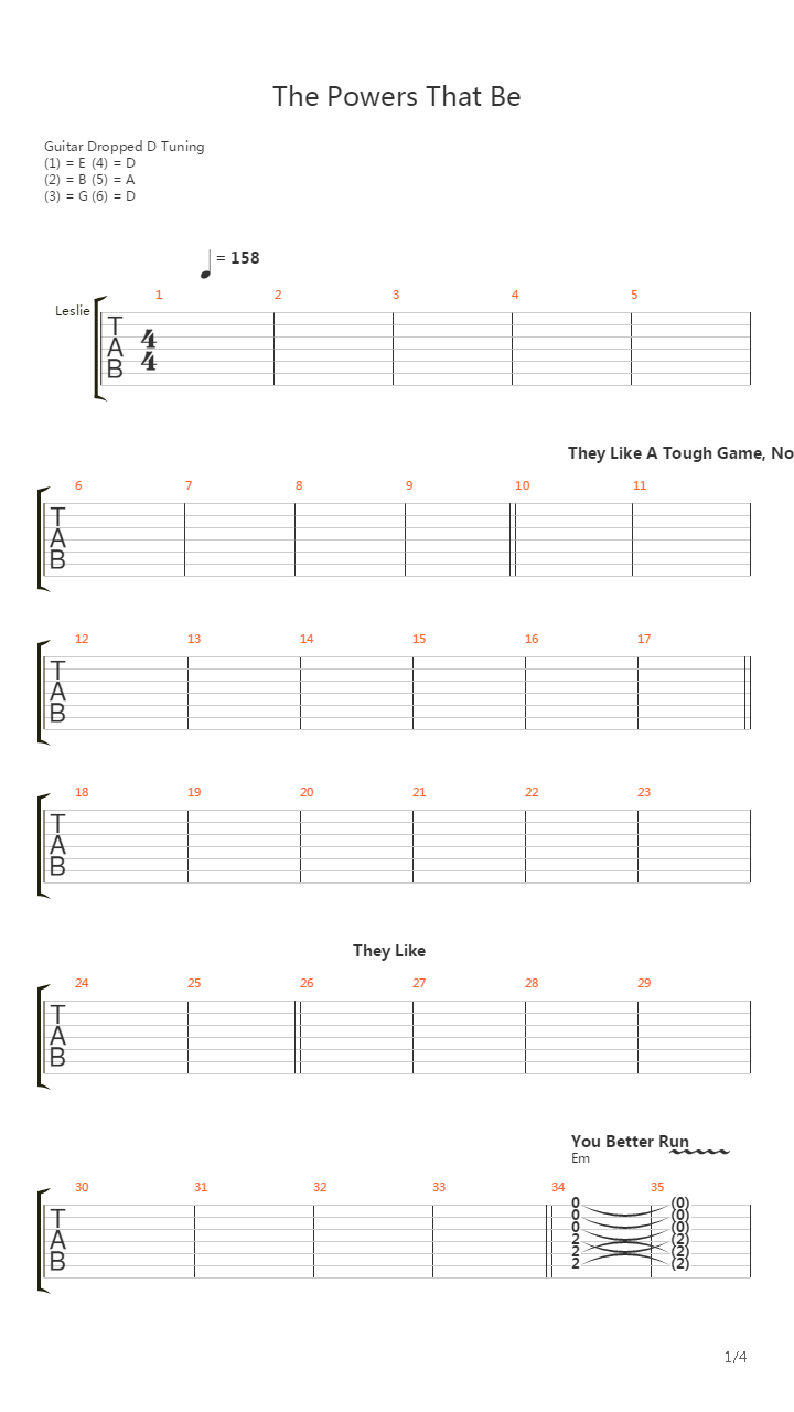 The Powers That Be吉他谱