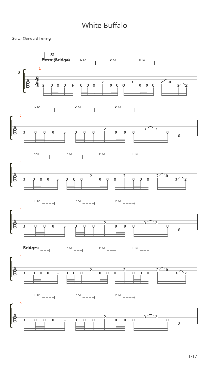 White Buffalo吉他谱