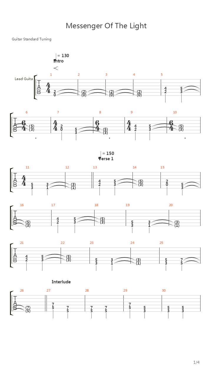 Messenger Of The Light吉他谱