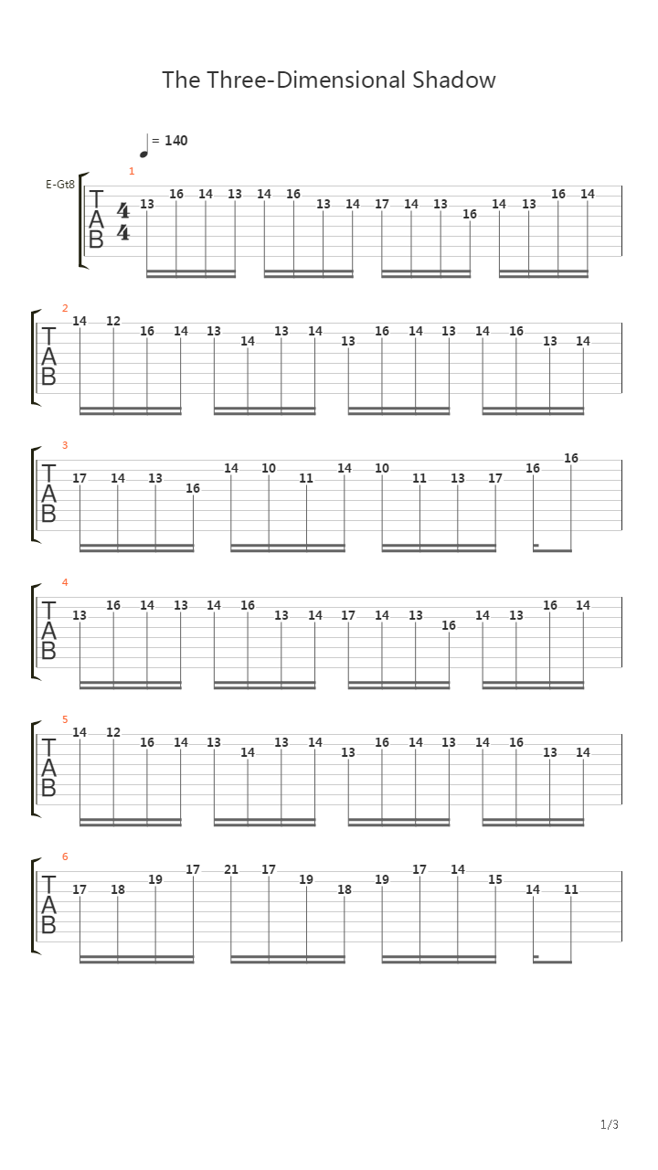 The Three-Dimensional Shadow吉他谱