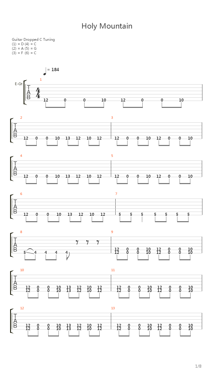 Holy Mountain吉他谱