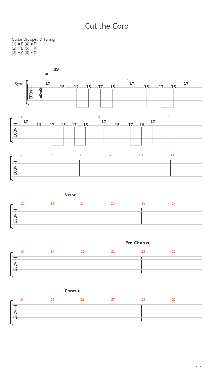 Cut The Cord吉他谱