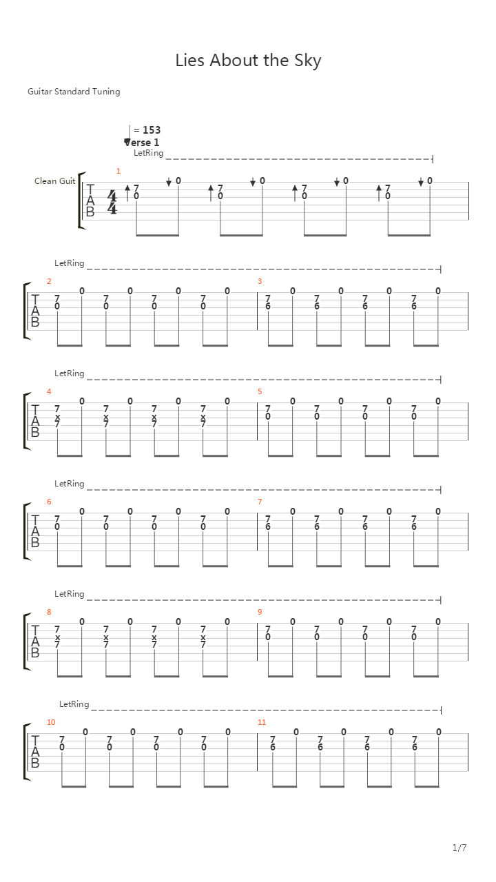 Lies About The Sky吉他谱